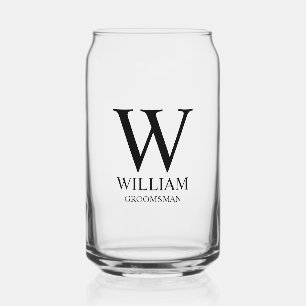 Vaso Con Forma De Lata Monograma y nombre personalizados para los padrino