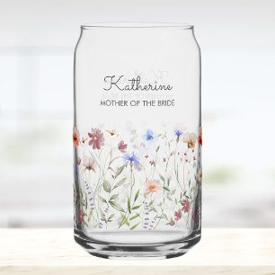 Vaso Con Forma De Lata Monogramo Acuarela Colorida pradera de flores silv