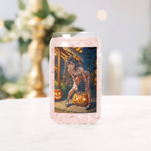 Vaso Con Forma De Lata Monstruo de Halloween Jack-o-Lantern y chica murci