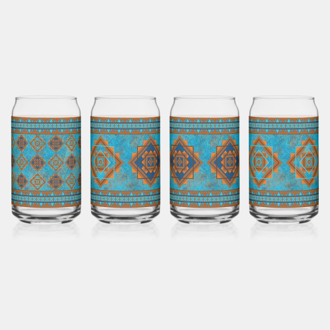 Vaso Con Forma De Lata Montaña del Suroeste Peaks Turquoise Variados Set (Anverso)