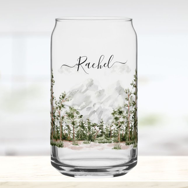 Vaso Con Forma De Lata Montaña y bosque de acuarela monogramada (In situ)