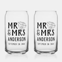 Mr. y Mrs. Personalized Beer Glass Can Set