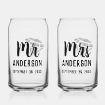 Mr. y Mrs. Personalized Beer Glass Can Set