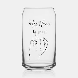 Vaso Con Forma De Lata Mrs Newly Wed Personalised Engagement Ring Finger