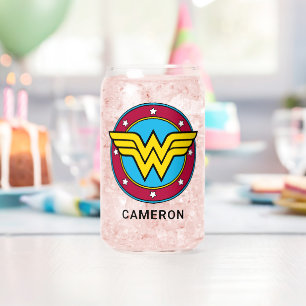 Vaso Con Forma De Lata Mujer maravilla personalizada   Logo Círculo y Est