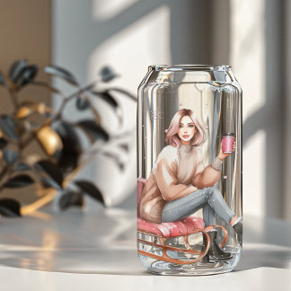 Vaso Con Forma De Lata Mujer moderna en Navidades de Sleigh