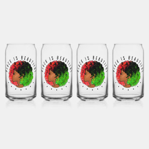 Vaso Con Forma De Lata Mujer niña negra panafricana orgullo afro verde ro