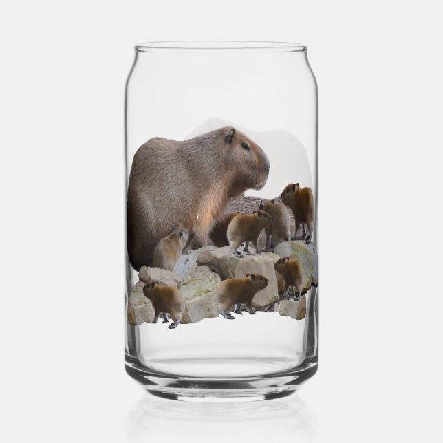 Vaso Con Forma De Lata Mummy Y Baby Capybaras, (Anverso)