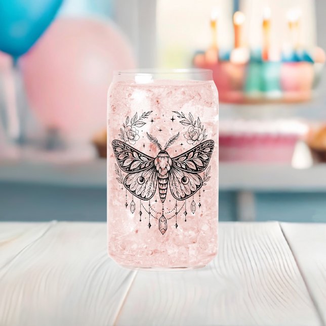 Vaso Con Forma De Lata Mystical Gothic Moth Botanical Celestial Line Art (Insitu (Baby Shower))