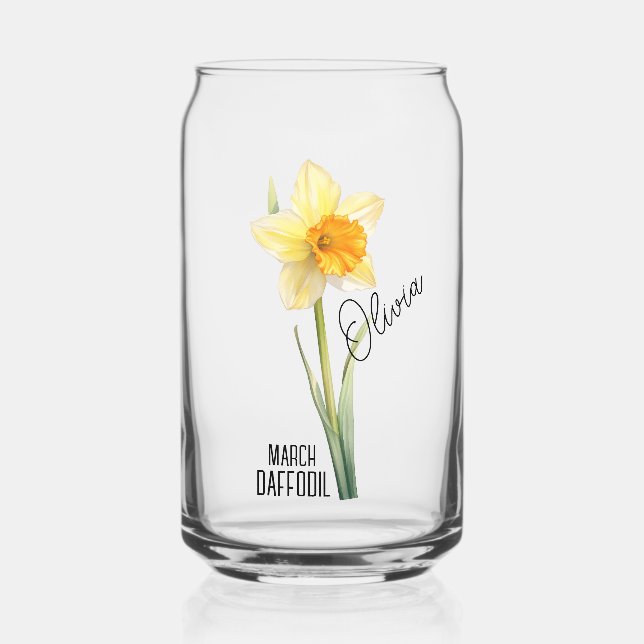 Vaso Con Forma De Lata Nacimiento Flor Mes Marzo Nombre de Daffodil (Anverso)