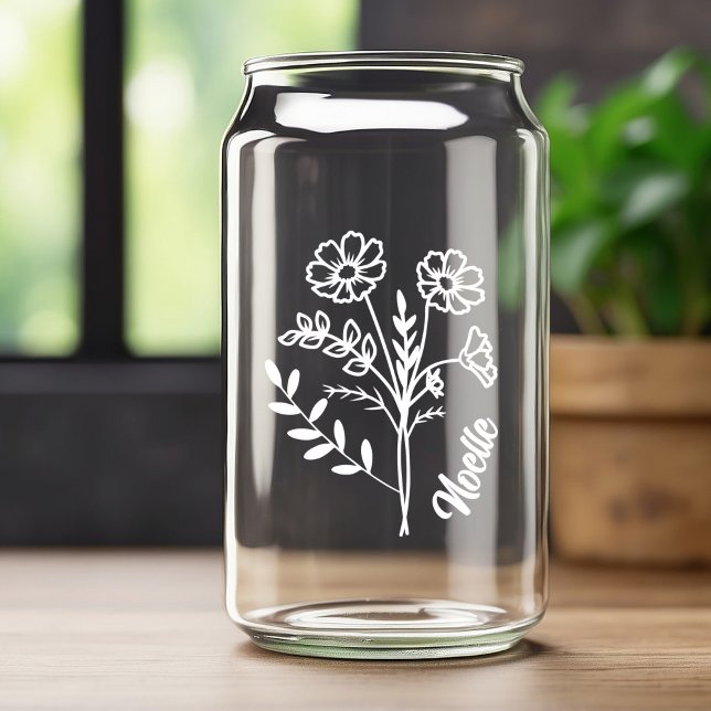 Vaso Con Forma De Lata Nacimiento personalizado de octubre Flor Cosmos Wh (Subido por el creador)