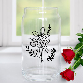 Vaso Con Forma De Lata Nacimiento personalizado en diciembre de mes Flor 