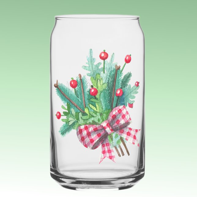 Vaso Con Forma De Lata Name, Greenery Red Berries Christmas Bouquet 16oz (Subido por el creador)