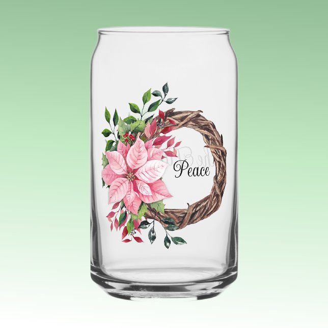 Vaso Con Forma De Lata Name, Peace Pink Poinsettia Wreath 16oz (Subido por el creador)