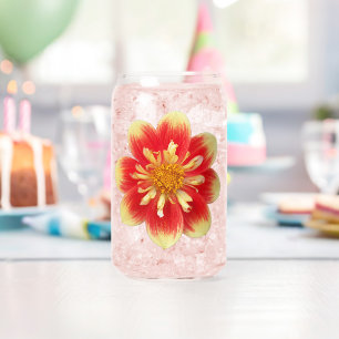 Vaso Con Forma De Lata Naranja Collarette Dahlia Blooms Floral