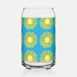 Vaso Con Forma De Lata Naranja de patrón de sol y amarillo