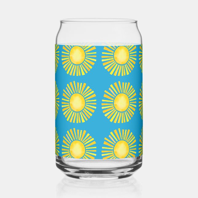 Vaso Con Forma De Lata Naranja de patrón de sol y amarillo (Anverso)