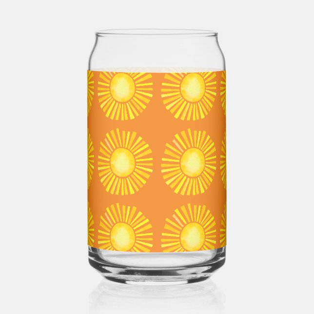 Vaso Con Forma De Lata Naranja de patrón de sol y amarillo (Anverso)