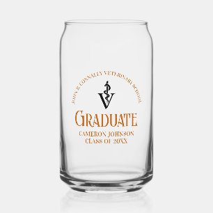 Vaso Con Forma De Lata Naranja Personalizado de Graduación de Escuela Vet
