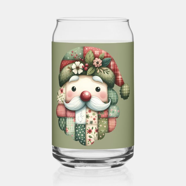 Vaso Con Forma De Lata Navidad caprichosa de Santa con parches de estilo  (Anverso)