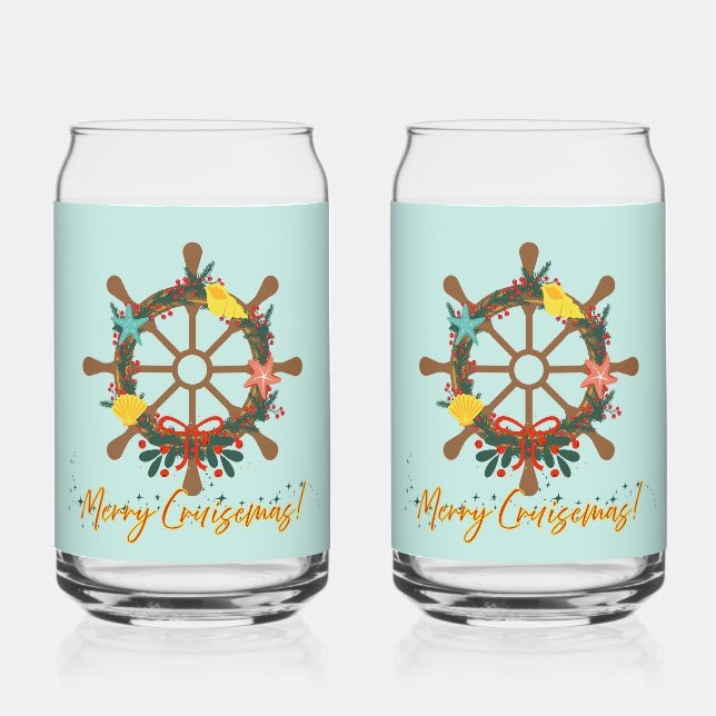 Vaso Con Forma De Lata Navidad Crucero Náutico (Anverso)