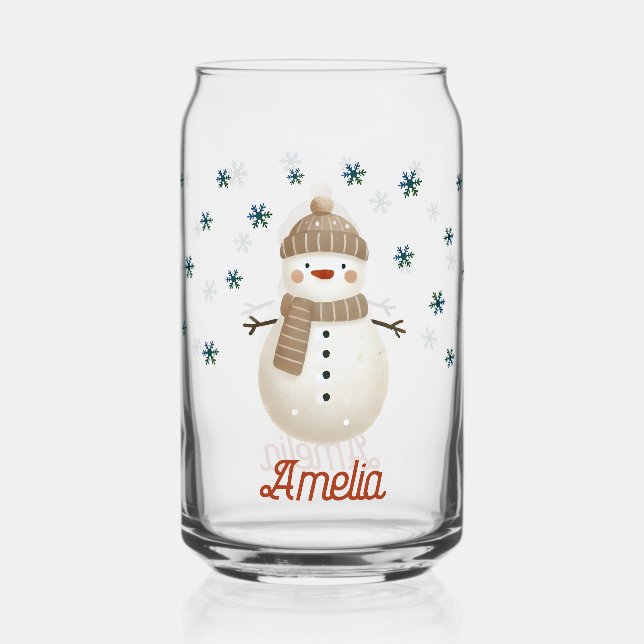 Vaso Con Forma De Lata Navidades de nombres de dibujos de Snowman cutáneo (Anverso)