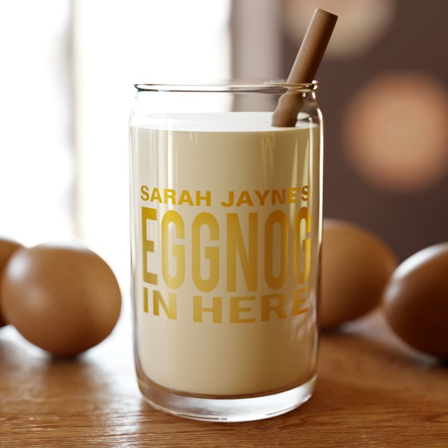 Vaso Con Forma De Lata Navidades divertidos comiendo Aquí Pueden Vidrio (Just for your favorite holiday drink. Add your name so everyone will know that the eggnog is yours)