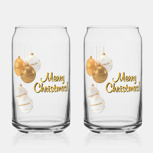Vaso Con Forma De Lata Navidades dorados y blancos Bolas Personalizado Te
