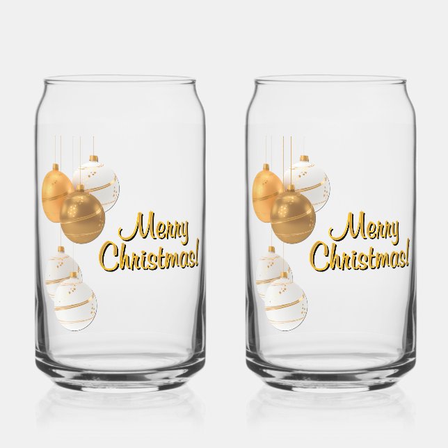 Vaso Con Forma De Lata Navidades dorados y blancos Bolas Personalizado Te (Anverso)