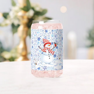 Vaso Con Forma De Lata Navidades Snowman Snowflakes añaden nombre