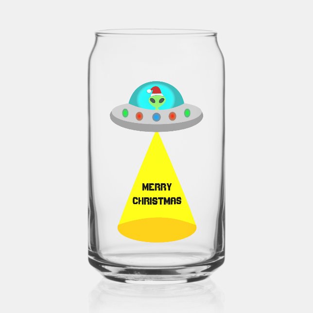 Vaso Con Forma De Lata Navidades UFO Ho Ho Alien Personalizado de platill (Anverso)
