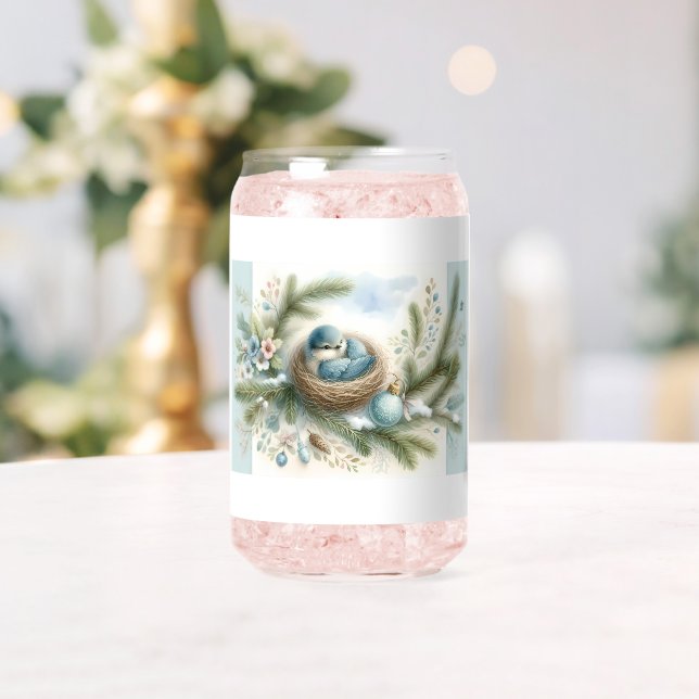 Vaso Con Forma De Lata Nido de pájaro azul con ornamentos en minas de inv (Insitu (Boda))