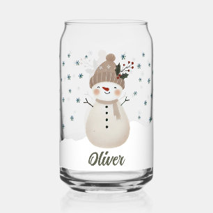 Vaso Con Forma De Lata Nieve Copos de Nieve Niños Nombre