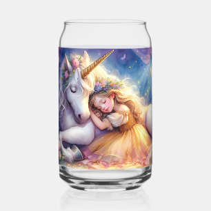 Vaso Con Forma De Lata Niña Durmiendo Paisaje de Ensueño de Unicornio