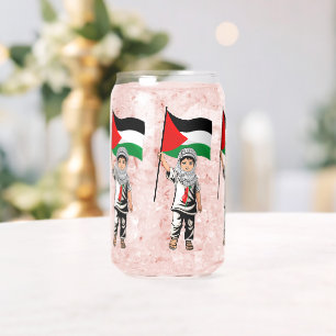 Vaso Con Forma De Lata Niño con bandera palestina de Keffiyeh