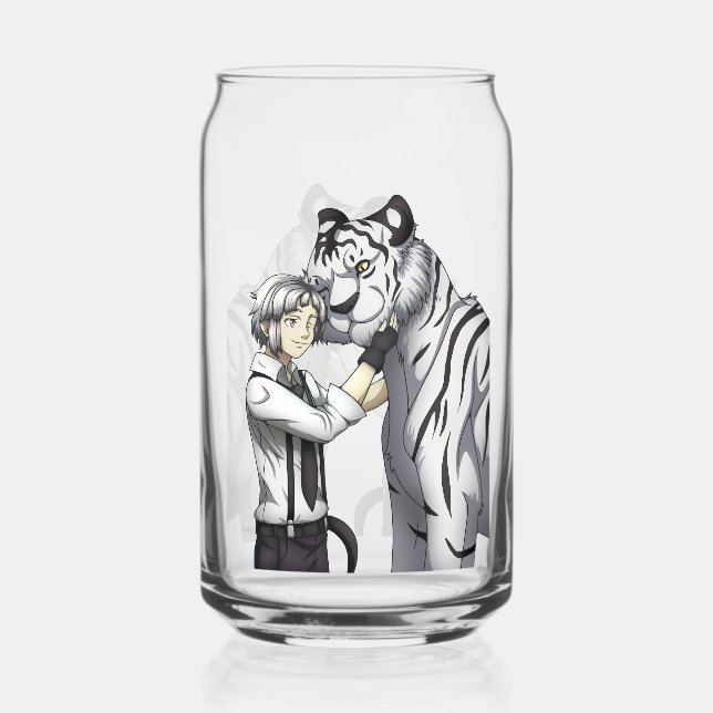 Vaso Con Forma De Lata Niño con tigre blanco (Anverso)