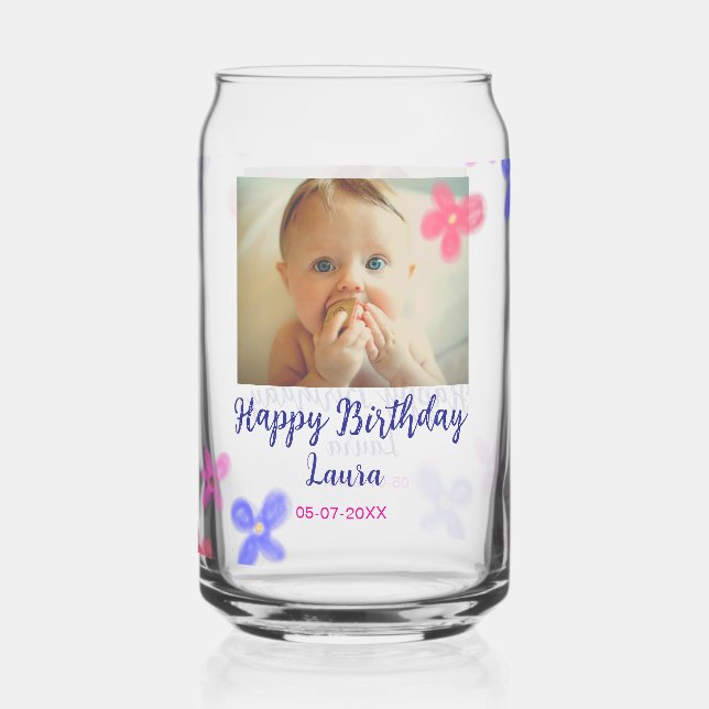 Vaso Con Forma De Lata Niños bebé primer cumpleaños añadir fecha añadir f (Anverso)