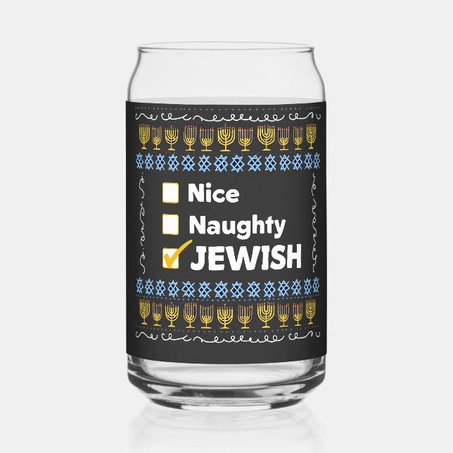 Vaso Con Forma De Lata Niza Hanukkah Judío Suéter Feo (Anverso)