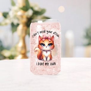 Vaso Con Forma De Lata No Necesito Tu Actitud Regalo Para Amantes de Gato