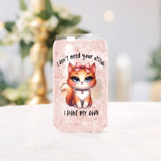 Vaso Con Forma De Lata No Necesito Tu Actitud Regalo Para Amantes de Gato