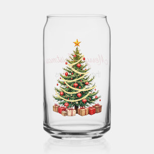 Vaso Con Forma De Lata Nombre, Árbol Decorado Precioso, Feliz Navidad