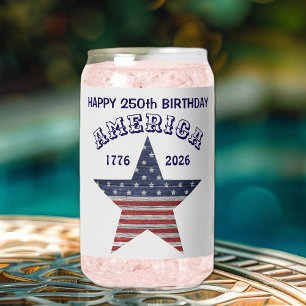 Vaso Con Forma De Lata Nombre    Bandera vintage estrella Feliz cumpleaño