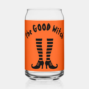Vaso Con Forma De Lata Nombre, Bruja Buena Piernas y Zapatos, Naranja Hal