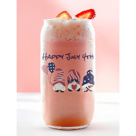 Vaso Con Forma De Lata Nombre, Cute 4 de Julio Gnomes & Balloons