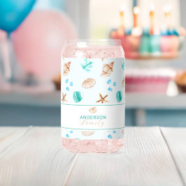 Vaso Con Forma De Lata Nombre de familia personalizado con conchas marina