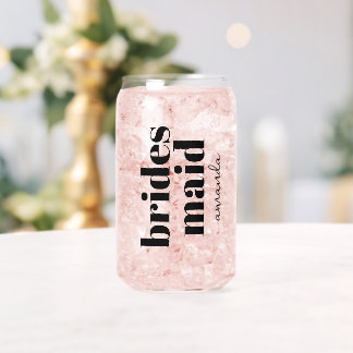 Vaso Con Forma De Lata Nombre de monograma de la dama de honor personaliz