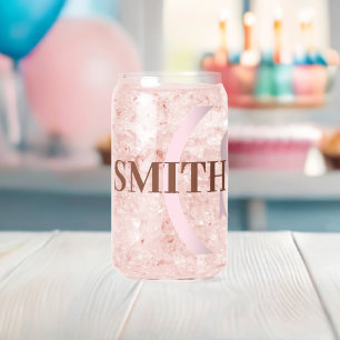 Vaso Con Forma De Lata Nombre de monograma marrón rosa