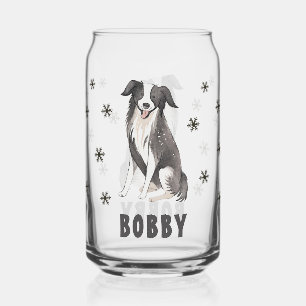 Vaso Con Forma De Lata Nombre de perro Cute Border Collie Snowflakes