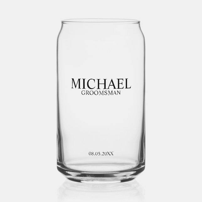 Vaso Con Forma De Lata Nombre del Groomsman personalizado clásico (Anverso)