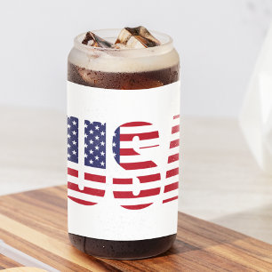 Vaso Con Forma De Lata Nombre, Esténcil de Estados Unidos azul rojo de 16